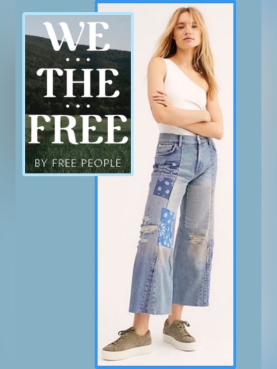 Free People Denim - Free People Heart Of Gold Wide Leg Patch Jeans 29